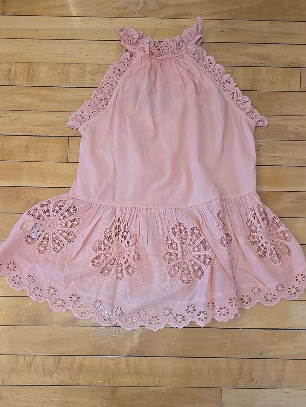 Philosophy Peach Eyelet Halter Dress